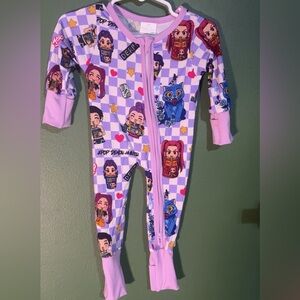 Kids Cartoon Print One Piece PajamaK-pop BAMBOO